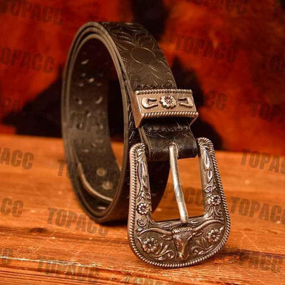 TOPACC Western Hollow PU Leather Belts Cowgirl Leather Designer Belts