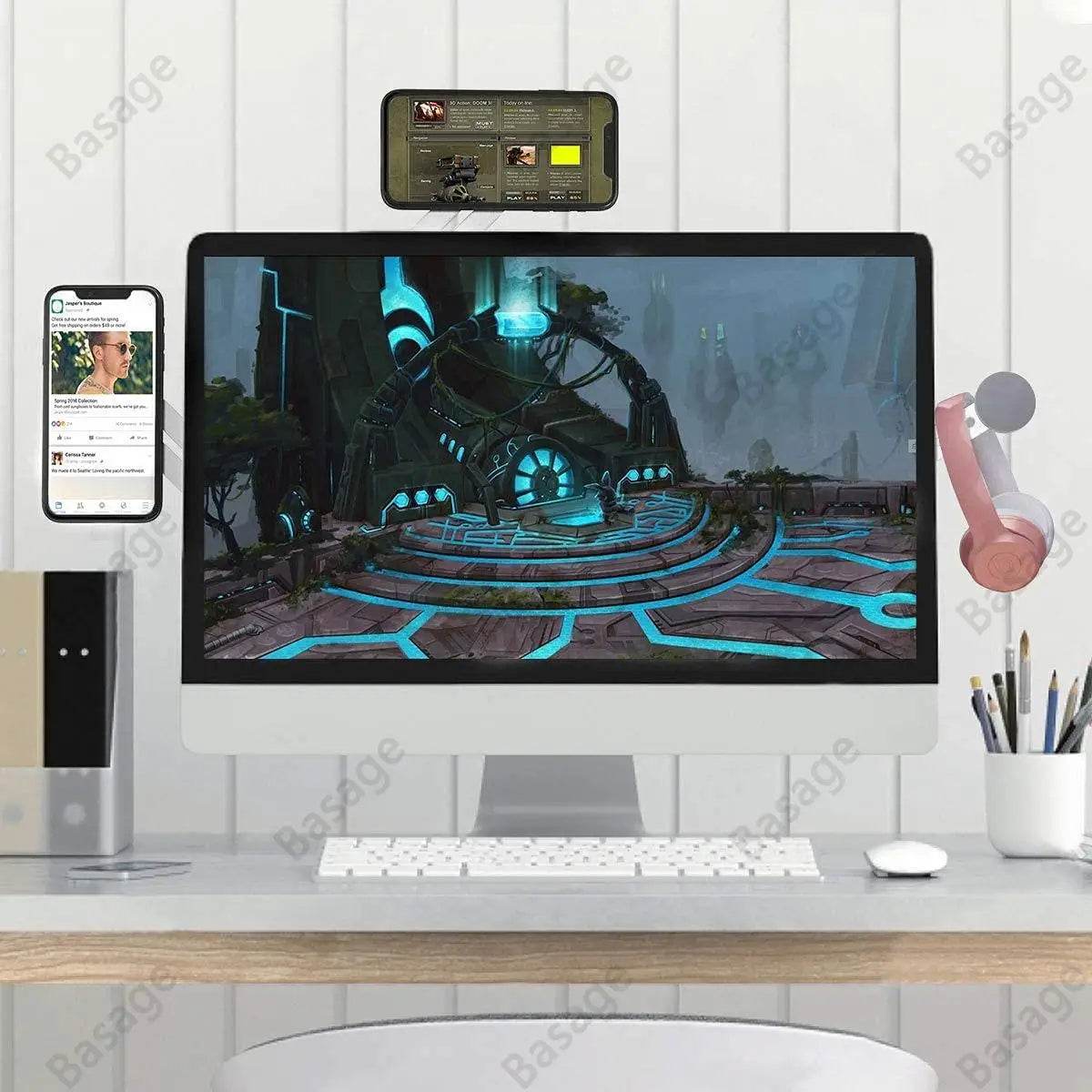 Foldable Magnetic Laptop Phone Holder – Aluminum Side Mount Clip