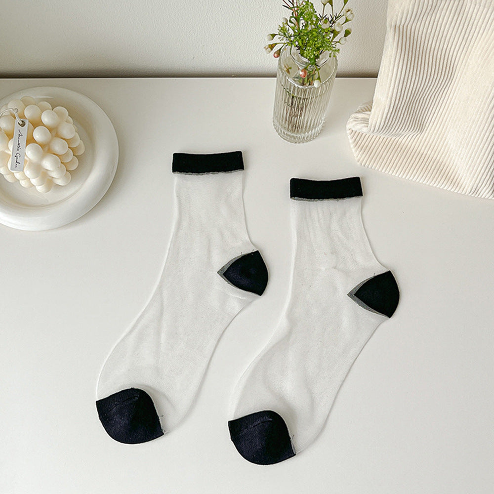 Women Socks New Fashion Long Transparent Cute Heart Thin Socks Female Summer Casual Sweet Funny Socks Stylish Ankle Socks For Women