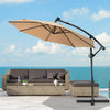 10 ft 360° Rotation Solar Powered LED Patio Offset Umbrella without Weight Base-Beige