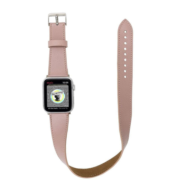 Luxury Double Wrap Pink Leather Apple Watch Band - San Diego