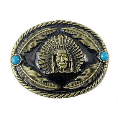 TOPACC Oval Indians Belt Buckle Western Cowboy Buckles