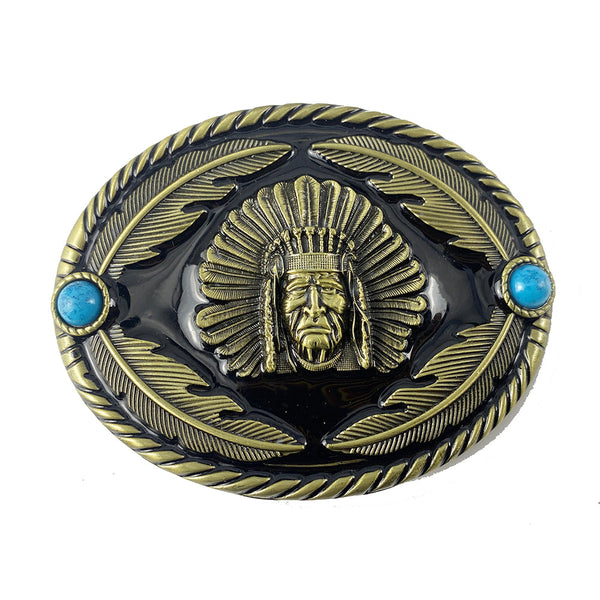 TOPACC Oval Indians Belt Buckle Western Cowboy Buckles