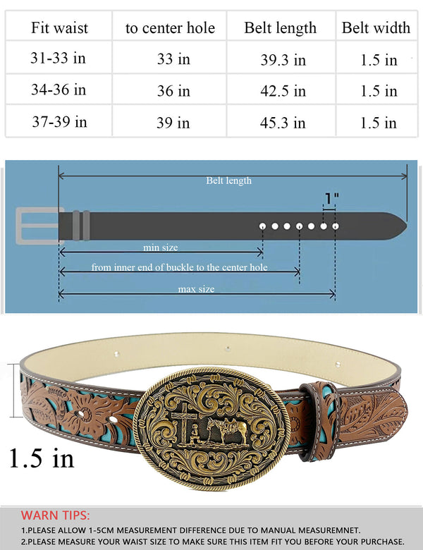 TOPACC Western Turquoise Belts - Horse Cross Sword Horse Belt Buckle Copper/Bronze