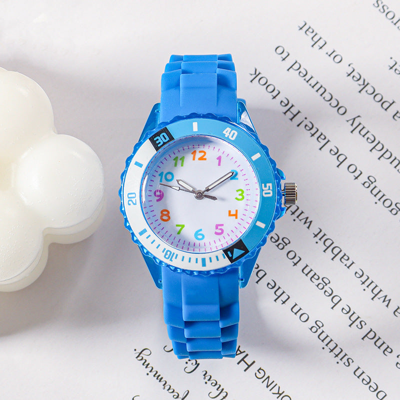 Kids Quartz Watches 50M Waterproof Analog Wristwatches Jelly Clock Students Watch Children PU Band Watch Childrens Analog Wrist Watch With Protective Design Simple Watch For Girls And Boys