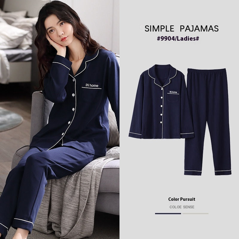 100% Cotton New Trendy  Pajamas For Women Full Sleeves Pajamas Button Down Winter Sleepwear Set Women White Cotton Pajamas Women's Loose Size V-neck Home Suit Long Sleeve Wide Leg Pants Pajamas Casual Home wear