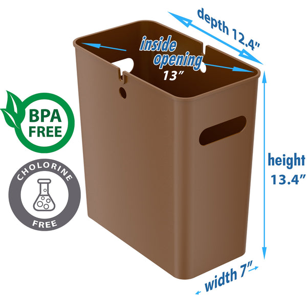4.2 Gallon / 16 Liter SlimGiant Toffee Brown Wastebasket (2-Pack)