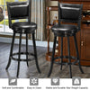 Set of 2 29 Inch Swivel Bar Height Stool Wood Dining Chair Barstool-Black - Black