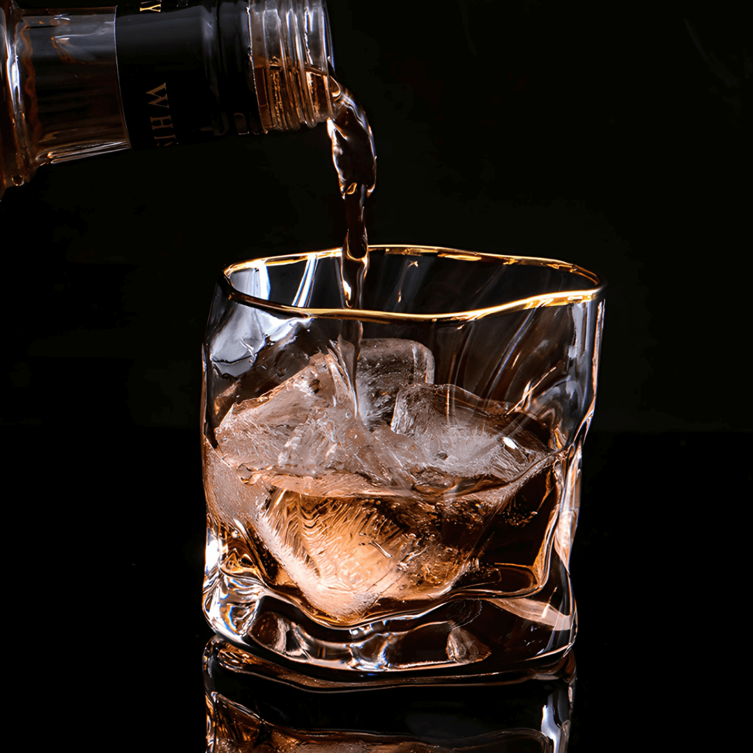 Gold Hoshi Japanese Crystal Whisky Glass TsukiGlass