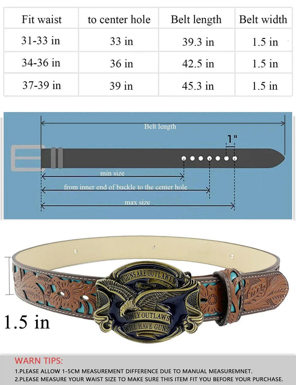 TOPACC Western Turquoise Belts - Eagle Belt Buckle - Gifts for You 'n Me
