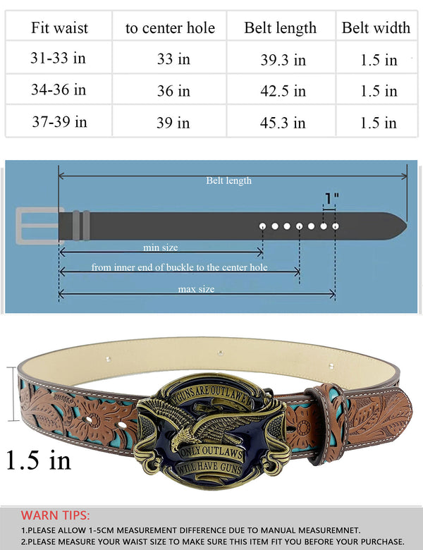 TOPACC Western Turquoise Belts - Eagle Belt Buckle