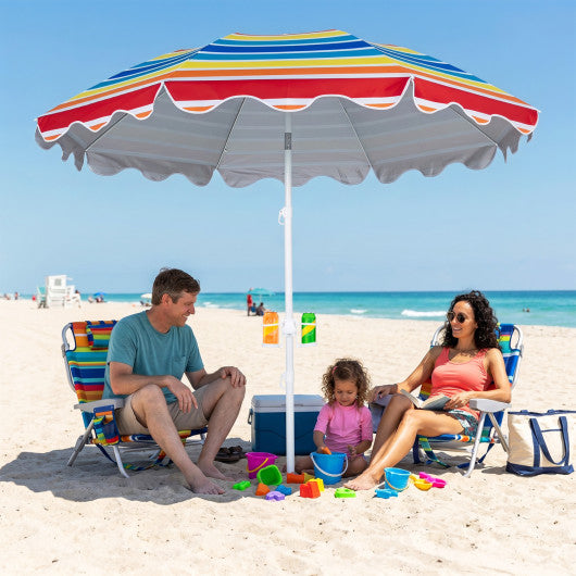 6.5 FT Beach Umbrella UPF 50+ with Sand Anchor for Garden Pool Backyard-Multicolor