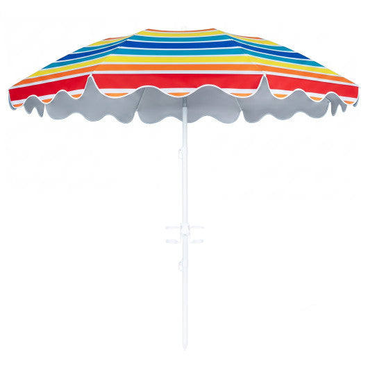 6.5 FT Beach Umbrella UPF 50+ with Sand Anchor for Garden Pool Backyard-Multicolor