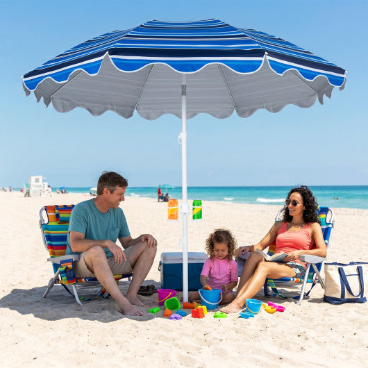 6.5 FT Beach Umbrella UPF 50+ with Sand Anchor for Garden Pool Backyard-Navy