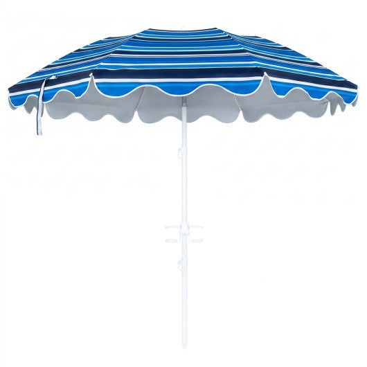6.5 FT Beach Umbrella UPF 50+ with Sand Anchor for Garden Pool Backyard-Navy