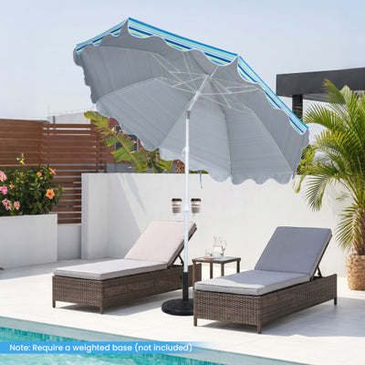 6.5 FT Beach Umbrella UPF 50+ with Sand Anchor for Garden Pool Backyard-Blue