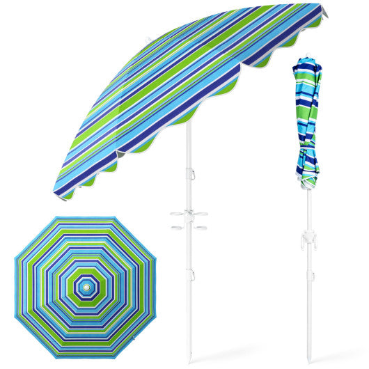6.5 FT Beach Umbrella UPF 50+ with Sand Anchor for Garden Pool-Green