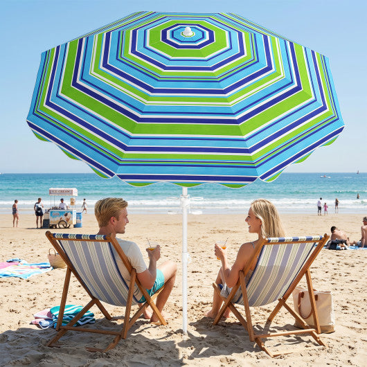 6.5 FT Beach Umbrella UPF 50+ with Sand Anchor for Garden Pool-Green