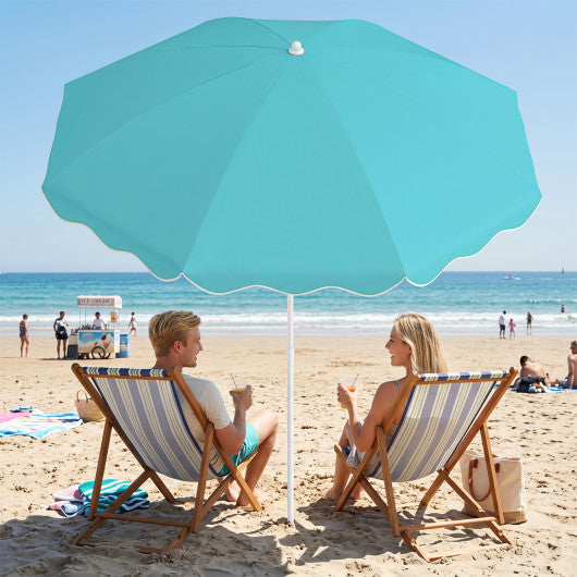 6.5 FT Beach Umbrella UPF 50+ with Sand Anchor for Garden Pool-Turquoise