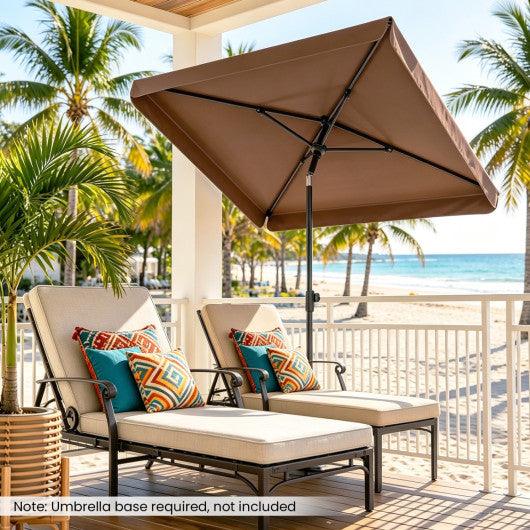 6.5 x 4.3 FT Rectangular Outdoor Balcony Umbrella with Tilt Adjust Button-Brown