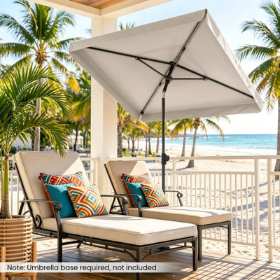 6.5 x 4.3 Feet Rectangular Outdoor Balcony Umbrella with Tilt Adjust Button-Beige