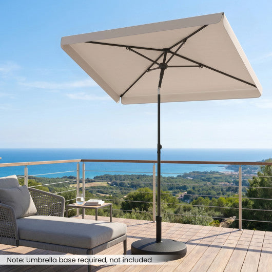 6.5 x 4.3 Feet Rectangular Outdoor Balcony Umbrella with Tilt Adjust Button-Beige