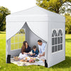 6.5 x 6.5 FT Pop up Canopy Tent with 4 Sidewalls and Wheeled Bag-white