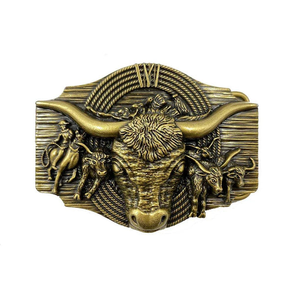 TOPACC Western Longhorn Cow Belt Buckle Horseback Riding Copper/Bronze - Gifts for You 'n Me