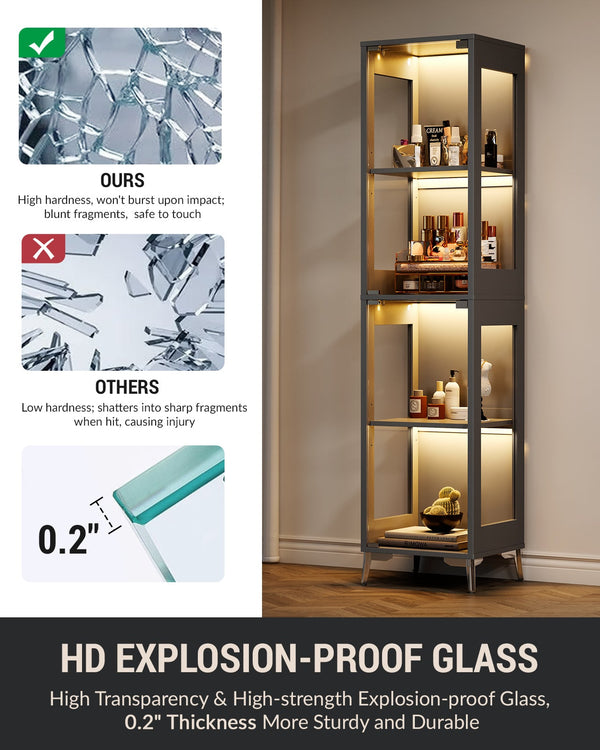 Glass Display Cabinet 15.75in*13.78in*66.73in