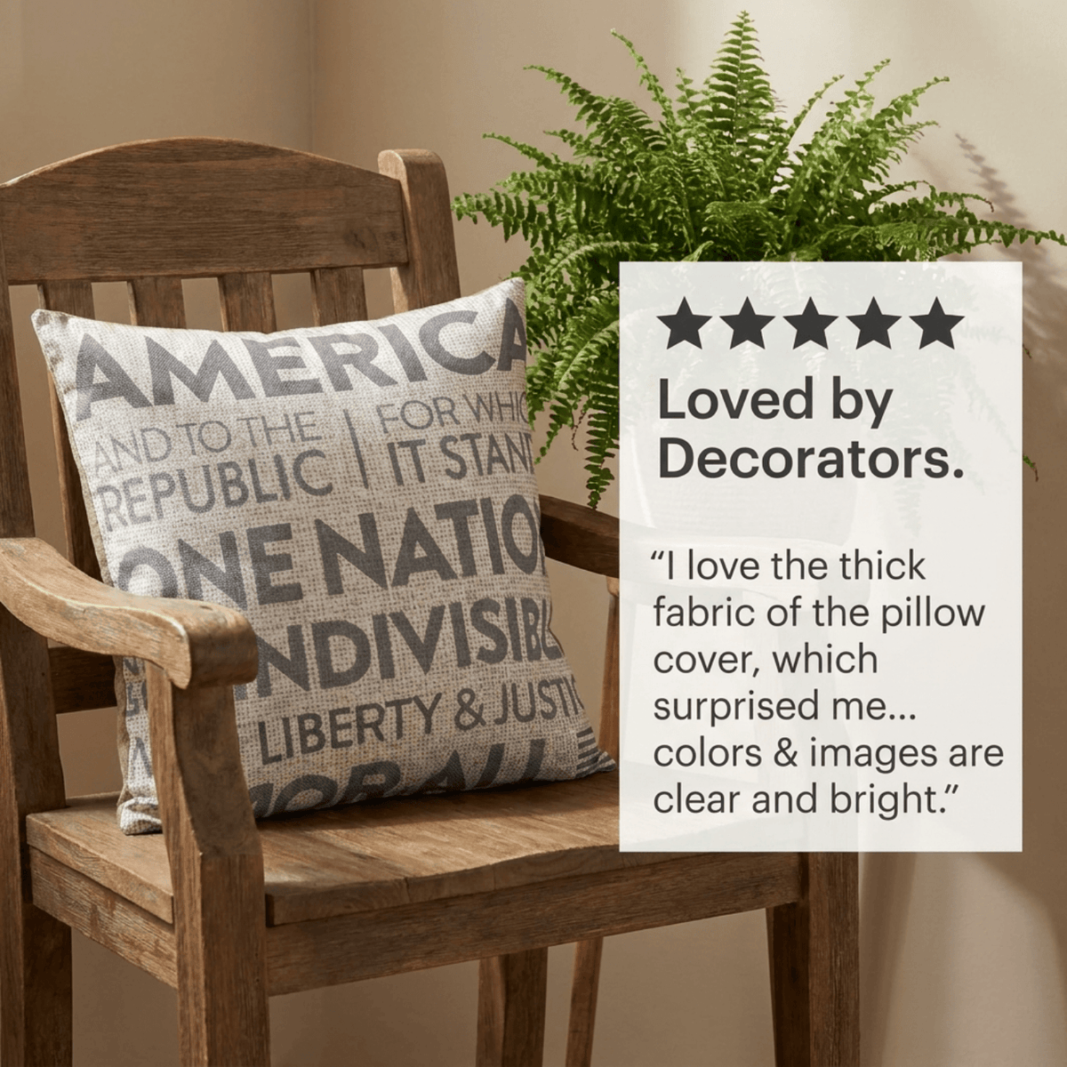 Patriotic Throw Pillow Set - 3 USA Pillow Covers 18x18 Inch with Zipper Closure