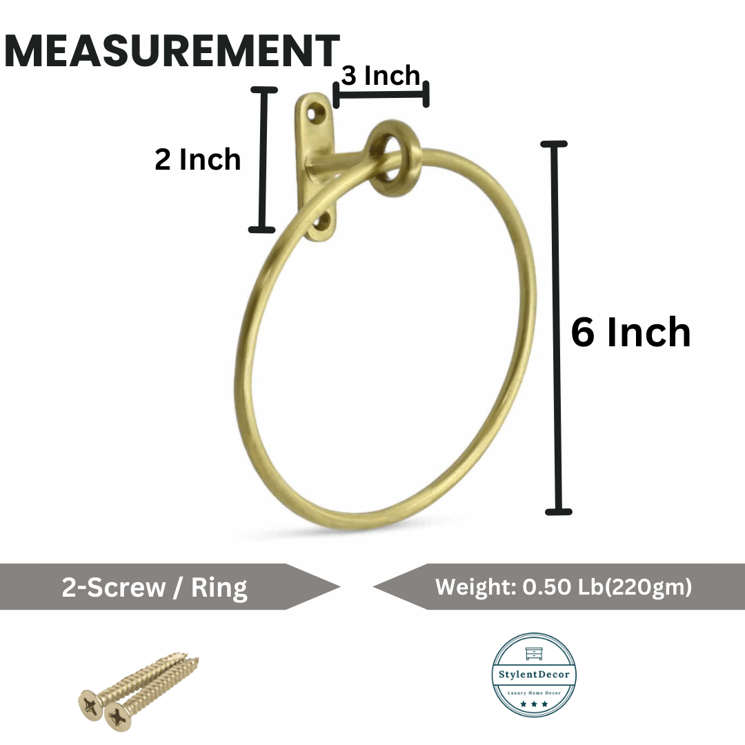 Brass Minimalist Towel Ring - Brushed/Satin