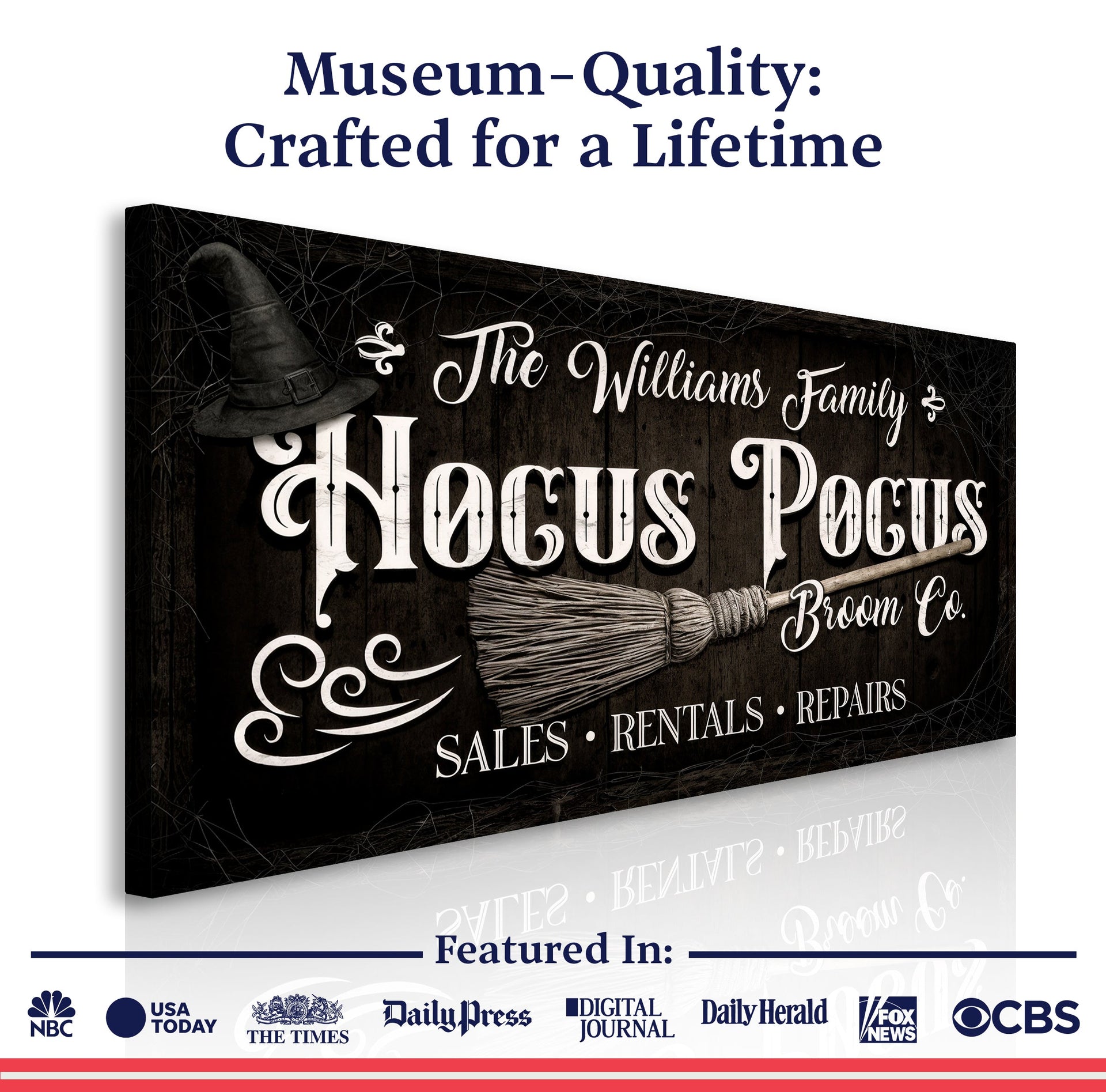 Personalized Hocus Pocus Broom Co. Wall Sign