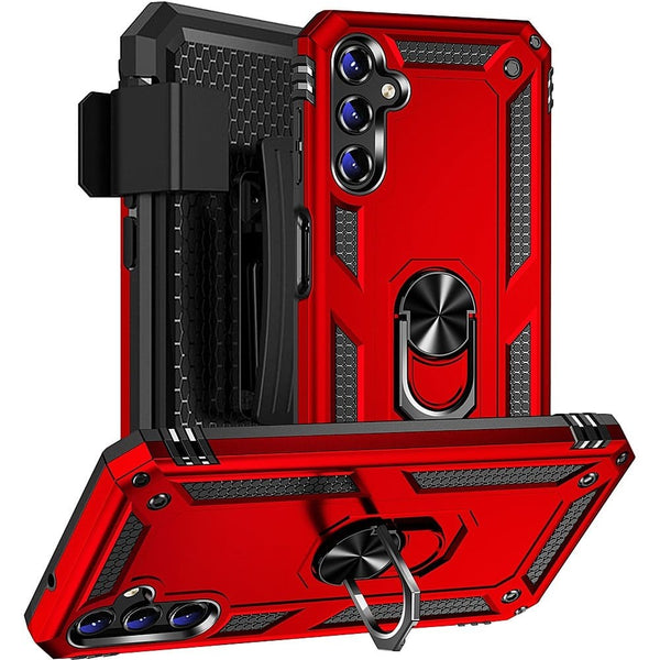 Military Kickstand Series with Belt Clip Case for Samsung Galaxy A14 5G - Red