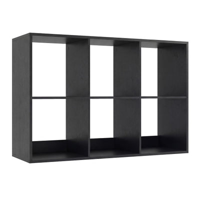 6 Cube Bookshelf with Back Guardrail for Living Room Bedroom-Black