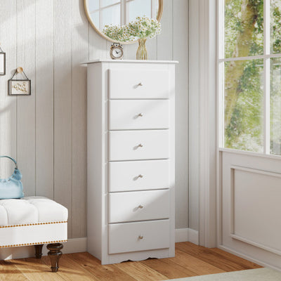 6 Drawers Chest Dresser Clothes Storage Bedroom Furniture Cabinet-White
