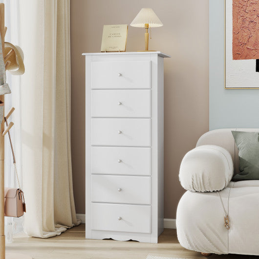 6 Drawers Chest Dresser Clothes Storage Bedroom Furniture Cabinet-White