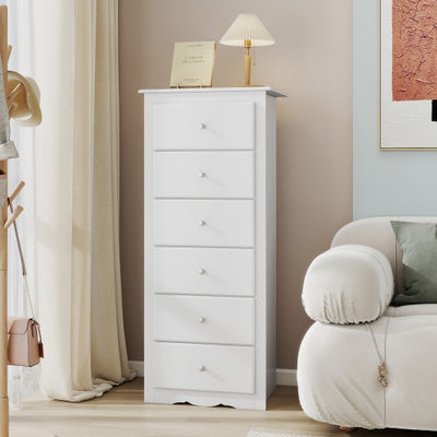 6 Drawers Chest Dresser Clothes Storage Bedroom Furniture Cabinet-White
