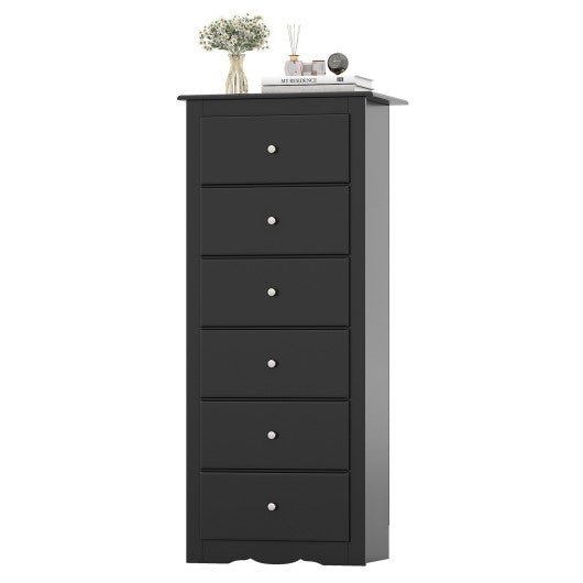 6 Drawers Chest Dresser Clothes Storage Bedroom Furniture Cabinet-Black