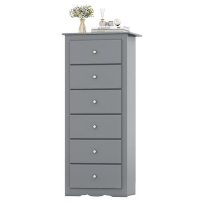 6 Drawers Chest Dresser Clothes Storage Bedroom Furniture Cabinet-Gray