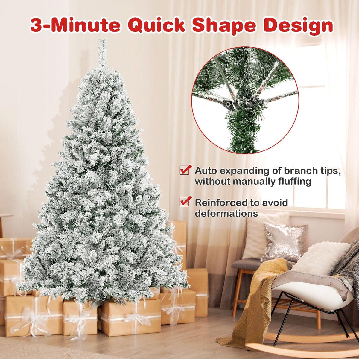 6/7/8 Feet Artificial Xmas Tree 3-Minute Quick Shape
