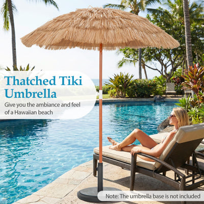 6 FT Thatched Beach Umbrella with Push Button Tilt Carrying Bag Set of 2-Natural