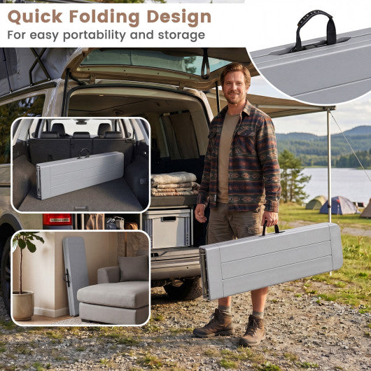 6 Feet Plastic Folding Bench Picnic Camping Dining Seat with Carrying Handle-Gray