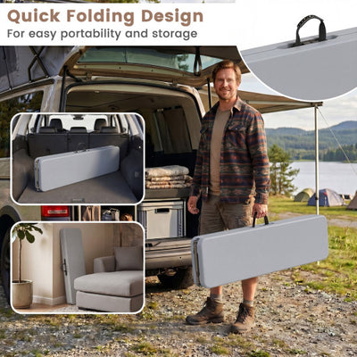 6 Feet Plastic Folding Bench Picnic Camping Dining Seat with Carrying Handle-Light Gray