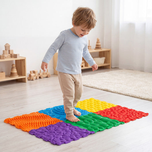 6 PCS Interlocking Sensory Mats with Rich Colors for Kids Adults-Multicolor