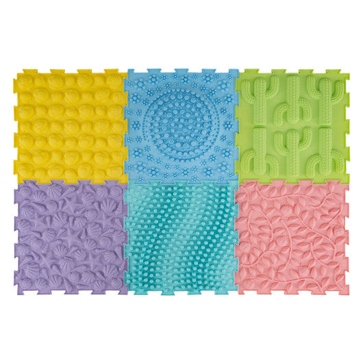 6 PCS Interlocking Sensory Mats with Rich Colors for Kids Adults-Color