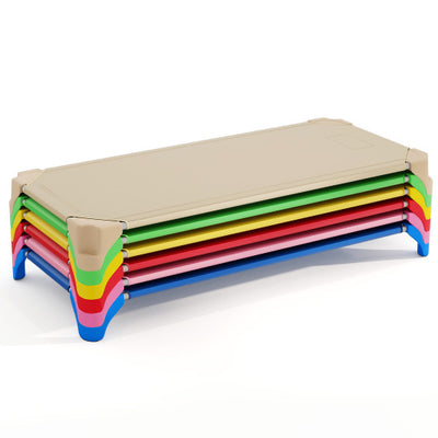 Portable 6 Pack Stackable Daycare Cots Sleeping Bed for Kids 52 Inch-Multicolor