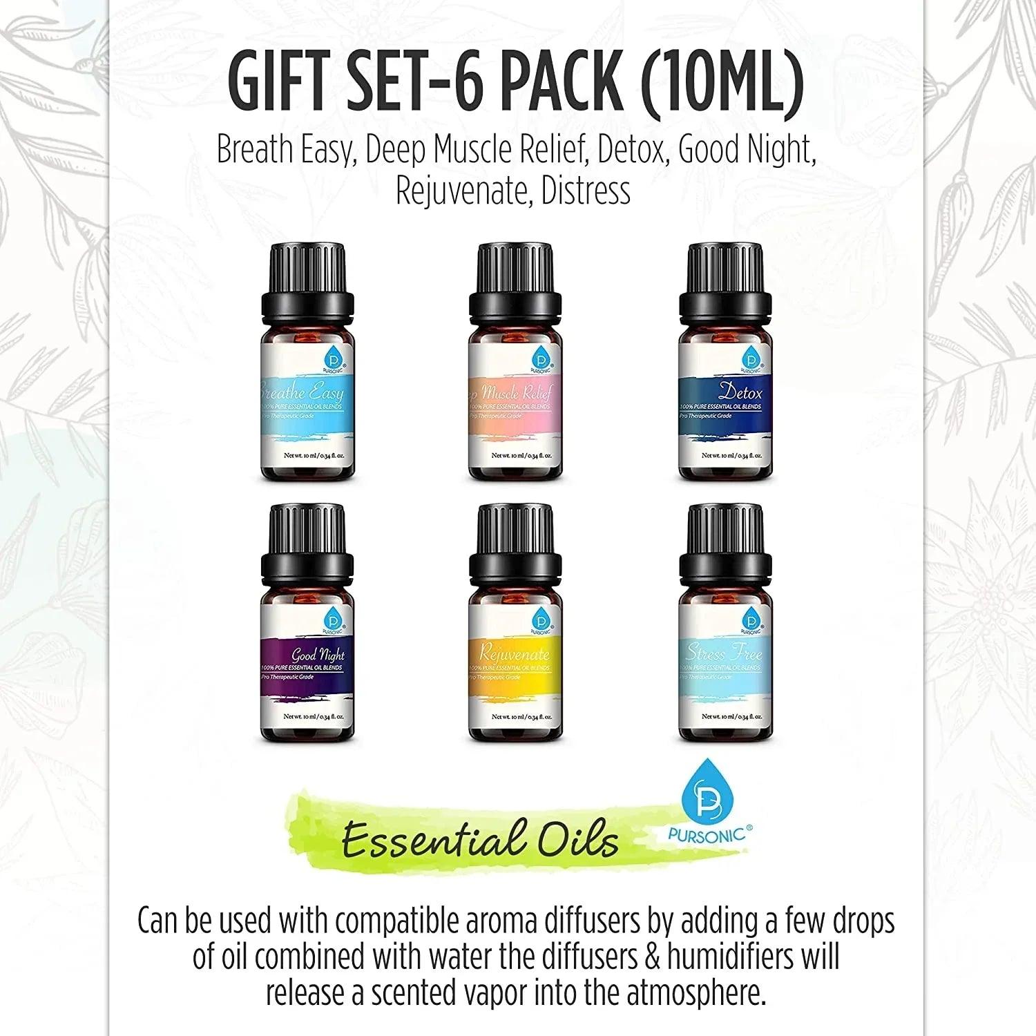 6 Pack of 100% Pure Essential Aromatherapy Oils Blends - Gifts for You 'n Me