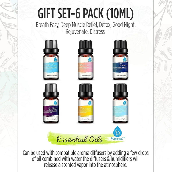 6 Pack of 100% Pure Essential Aromatherapy Oils Blends - Gifts for You 'n Me