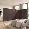 6 Panel Folding Privacy Screen Room Divider with Wheels-Coffee - Coffee