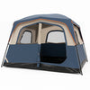 6-Person Camping Tent Easy Setup Family Cabin Tent with Top Rainfly Mesh Windows-Blue